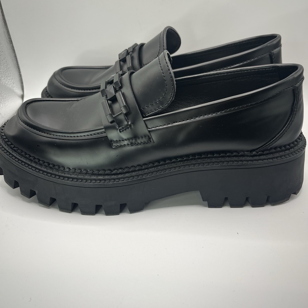 Steve Madden Women's 8 Aerin Chunky Platform Loafers Black With Plastic Chain - Picture 7 of 9
